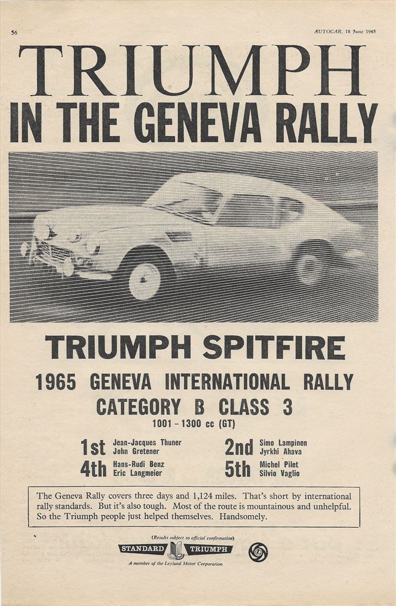 Triumph in the Geneva Rally