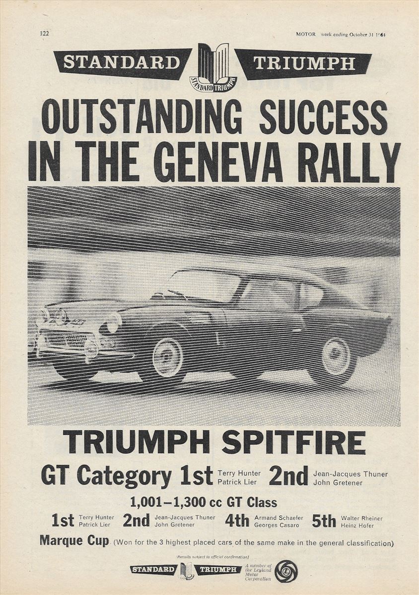 Outstanding success in the Geneva Rally (1964)