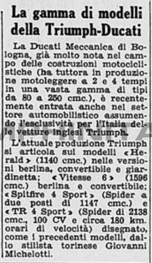 La gamma di modelli della Triumph-Ducati (1963)